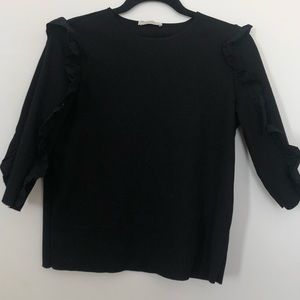 Black ruffle sleeve blouse